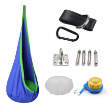 Bequemer Nest-Hänge-Pod-Schaukelstuhl, robuste Nest-Schaukel für drinnen und draußen, tragbare Pod-Schaukel mit verstellbarem Seil (Blau, 70 cm