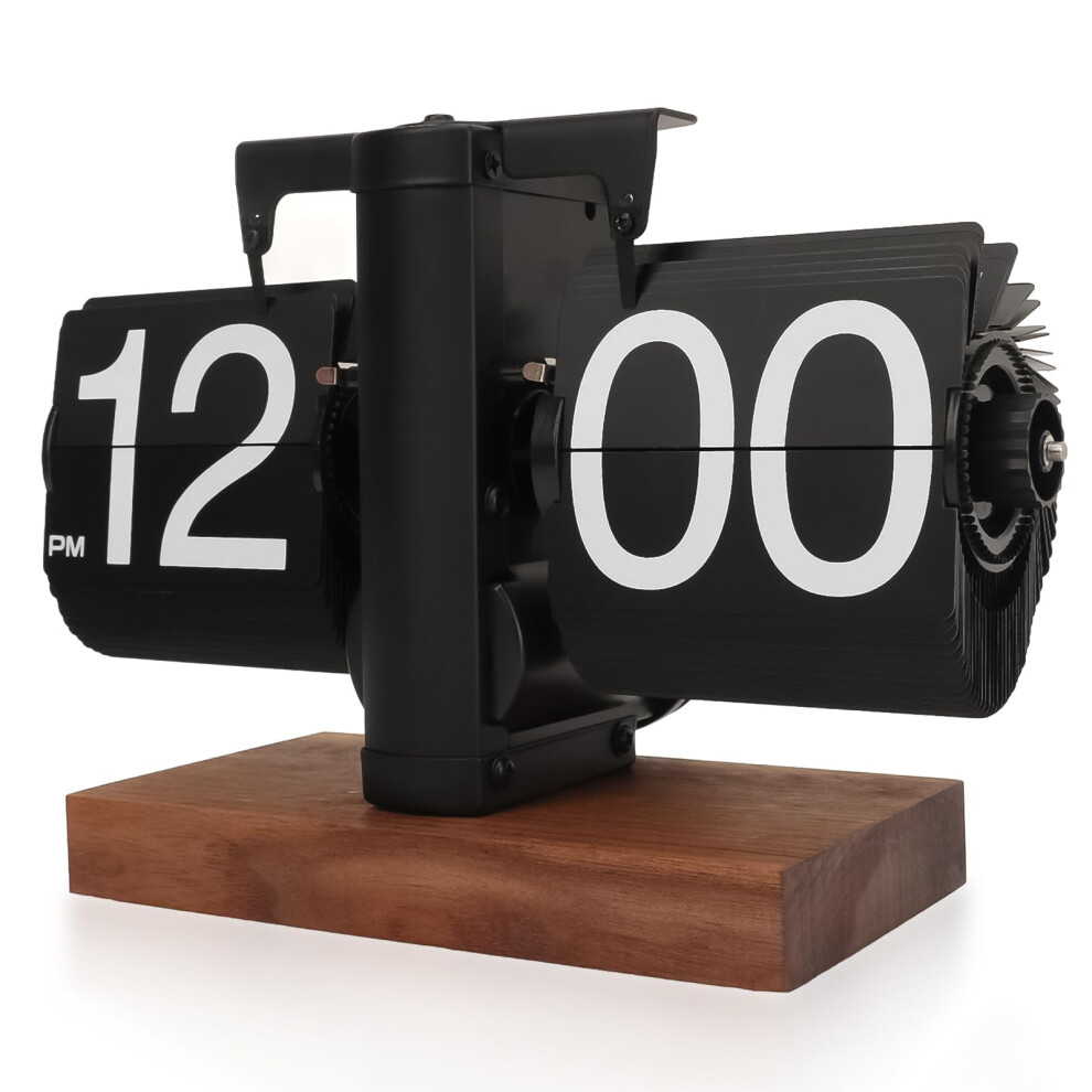 Yusat Retro Flip Clock - Flip Clock Vintage Desk Clock Digital Automatic Turning, Battery Operated Mechanical Desk Clock, - Ideal For Home, Black 8000002587860