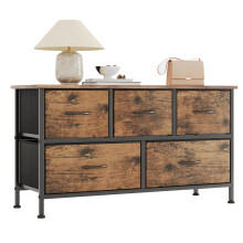 CAIYUN Chest of Drawers,Dresser for Bedroom with 5 Drawers,Fabric Dresser with Wood Top and Large Storage Space, Easy to Assemble, for Bedroom, Living