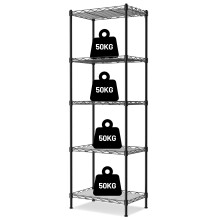 WORKPRO 5-Tier Shelving Unit | Height Adjustable Metal Shelving Unit with Leveling Feet | Shelving Units for Storage - 250KG Max-Weight | For Kitchen
