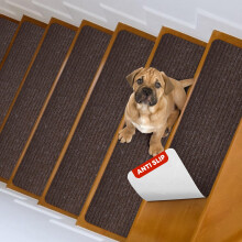 MBIGM 8" X 25.6" (15 Pack) Non Slip Carpet Stair Treads Non Skid Safety Rug Slip Resistant Indoor Runner for Kids Elders and Pets with Reusable
