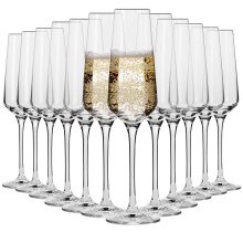 Krosno Crystal Champagne Flute Glass | Set of 12 | 180 ML | Avant-Garde Collection | Perfect for Home, Restaurants and Parties | Dishwasher Safe