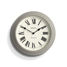 Jones Clocks? Supper Club wall clock | Large classic round clock | 40cm | Mid grey | Roman numerals |Traditional design ideal for kitchen or living
