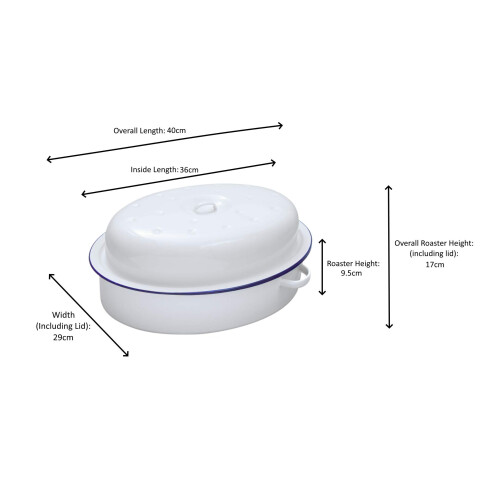 Enamel Oval Roaster Dish Tray - 36cm 2