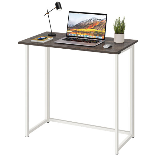 Dripex Dripex Compact Folding Desk No Assembly Required Computer Desk Folding Hobby Craft Table, Dark Oak
