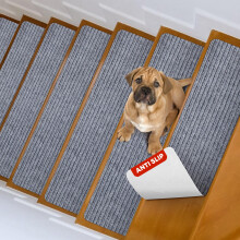 MBIGM 8" X 25.6" (15-Pack) Non-Slip Carpet Stair Treads Non-Skid Safety Rug Slip Resistant Indoor Runner for Kids Elders and Pets with Reusable