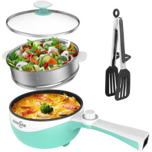 Audecook Hot Pot Electric,Mini Electric Skillet Portable Nonstick Saut? Pan with Power Adjustment, Rapid Ramen Cooker Travel Multicooker Electric Pot