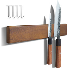 ENOKING Magnetic Knife Holder for Wall, Knife Magnetic Strip No Drilling 40 cm, Powerful Magnetic Kitchen Knife Holder, Acacia Wood Wall Knife Holder
