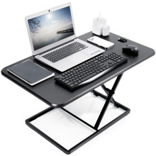 VIVO Ultra-Slim 81cm Single Top Height Adjustable Standing Desk Riser, Compact Sit Stand Desktop Converter for Monitor or Laptop, Black, DESK-V032J