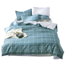 Soft And Natural Cotton Material, Comfortable And Durable Washed Cotton Duvet Cover, Simple Blue Plaid Pattern Elegant Concise Stylish Checkered Duvet