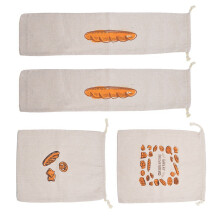 4 Pieces Practical Bread Storage Bag Set Natural Linen Fabric