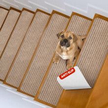 MBIGM 8" X 30" (15-Pack) Non-Slip Carpet Stair Treads Non-Skid Safety Rug Slip Resistant Indoor Runner for Kids Elders and Pets with Reusable