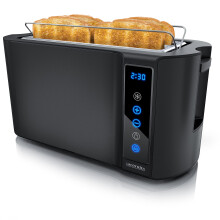 Arendo - 4 Slice Long Slot Toaster - Touch Panel - Remaining Time Display - Double Wall Housing ? with Warming Rack ? 7 Browning Settings ? Auto Bread