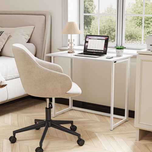 Dripex Dripex Compact Folding Desk No Assembly Required Computer Desk Folding Hobby Craft Table, White 2