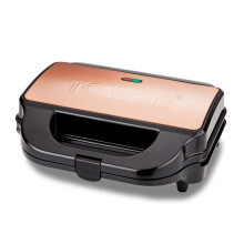 Tower T27032RG 3-in-1 Deep Filled Snack Maker with Non-Stick Coated Plate and Automatic Temperature Control, 900W, Rose Gold
