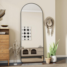 Koonmi 52 x161 cm Arch Mirror Full Length, Standing Full Body Dressing Mirror with Round Corners, Wall Mounted, Leaning, for Living Room, Black
