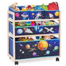 HOMCENT Kids Toy Storage Organizer with Wheels, Utility Rolling Cart with Large Storage Capacity for Bedroom, Toy Room, Playroom - Hold Toys, Books,