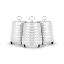 Tower T826207WHT Set of 3 Canisters, Stainless Steel, White