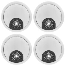 Passe-câbles de bureau avec couvercle amovible, cache-câbles en alliage de zinc argenté brillant avec brosse et construction résistante à la
