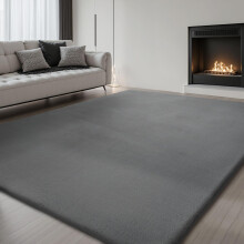 Sour Lemon Rugs Living Room - Grey Area Rugs for Bedroom Faux Rabbit Fur Large Rug,Anti Slip Rug Large Floor Carpet Short Pile Area Rug for Living