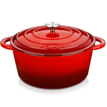 Velaze Casserole Dishes,Cast Iron Braiser With Lid, Non Stick Dutch Oven Pot,Heavy-Duty Round Cast Iron Pot, Sturdy Dutch Oven Cookware,