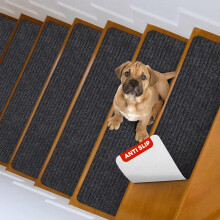 MBIGM 8" X 25.6" (15-Pack) Non-Slip Carpet Stair Treads Non-Skid Safety Rug Slip Resistant Indoor Runner for Kids Elders and Pets with Reusable