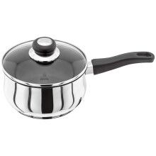 Judge Vista Stainless Steel Non-Stick Large Saucepan 18cm 1.8L, Shatterproof Vented Glass Lid, Induction Ready, Oven Safe, 25 Year Guarantee