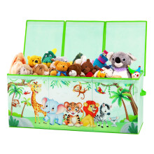 Decalsweet Jungle Animal Extra Large Kids Toy Storage Box with Lid,Foldable Oxford Toy Storage Organizer Box for Girls Boys-96?32?40cm-Lightweight Toy