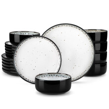 vancasso Playa Plates and Bowls Set, 18-Piece Reactive Glaze Dinner Sets for 6 People, Mediterranean Crockery Set with Dinner Plates, Dessert Plate