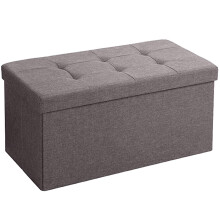 BRIAN & DANY Folding Linen Storage Boxes Footstool Ottoman, Foot Rest Stool, Foldable Seat Bench Footrest - Brown, 76 x 38 x 38 cm