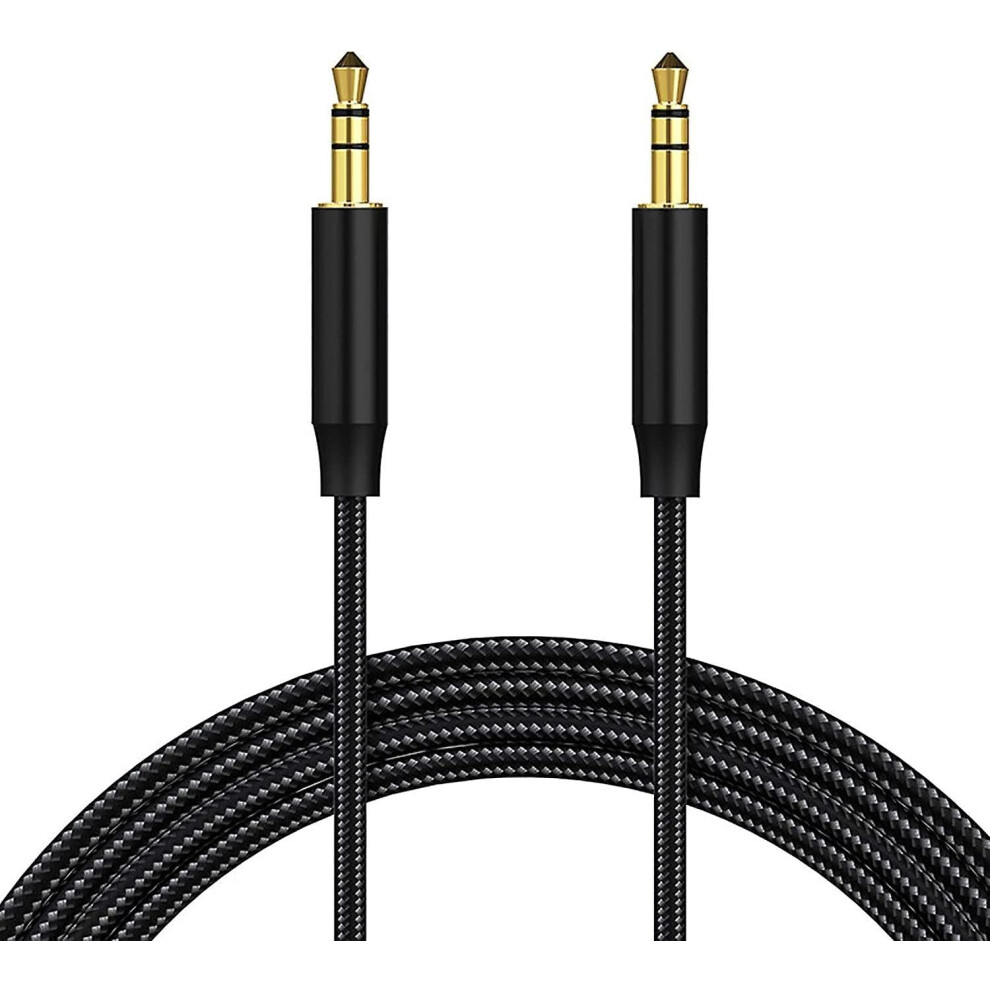 Aux Cable 3.5Mm Nylon Braided 1M 3.5Mm Male To Male Audio Cable Compatible With Iphone Earphones Car Stereos Black 9365049277143