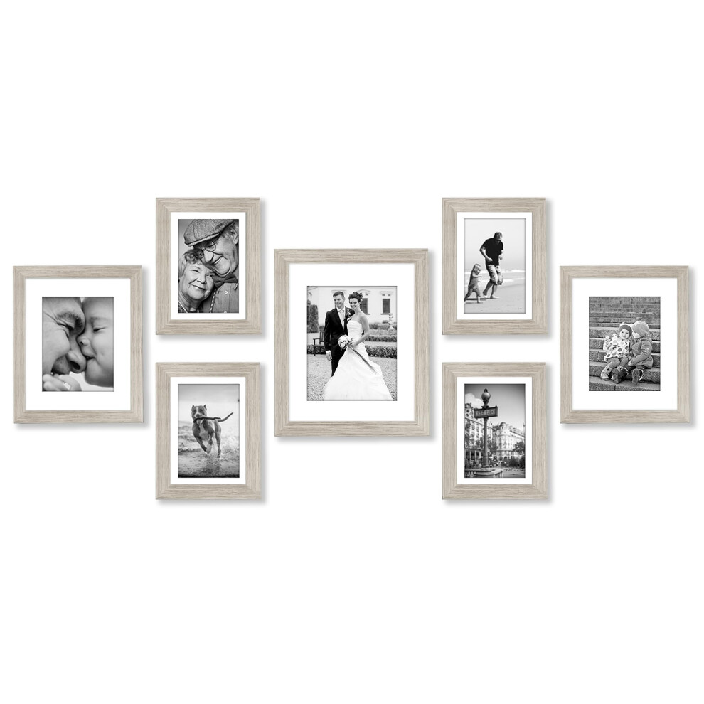 Americanflat 7 Piece Gallery Wall Frame Set In Driftwood - One 11X14, Two 8X10, Four 7X5 - Collage Photo Frames With Horizontal And Vertical Formats 8000002620888