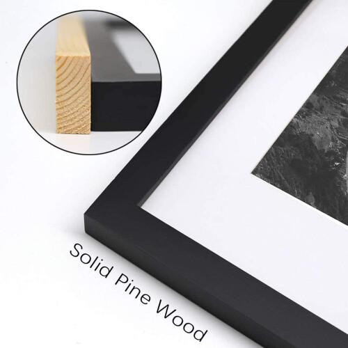 SILD A2 Poster Frame - Solid Wood Frames Black Picture Frame A2 with Mount for A3 Frame Set of 2 2