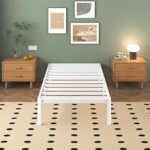 Lutown-Teen White Small Single Bed Frames 2ft6 with Rounded Corner Legs, Heavy Duty Metal Small Single Bed Frame 36 cm High, Noise Free, Easy Assembly