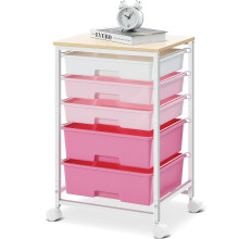 SYKIARIOL Storage Trolley with 5 Plastic Drawers, Rolling Storage Cart on Wheels, Multipurpose Utility Cart Organizer Unit for Living
