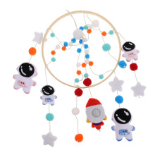 SpaceThemed Rocket Crib Mobile Handmade Soft Hanging Decor For Nursery Cotton Material Chime Melody Baby Gift