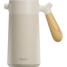 Heemburg French Press Coffee Maker Cafetiere Thermo Double Wall Insulated Vacuum Stainless Steel Manual Brewer (White)