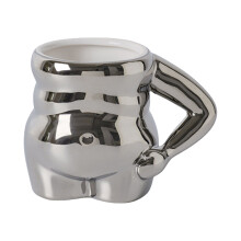 Elegant Ceramic Teas Cup with Double Arm-Silver Foil Color