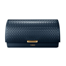 Tower T826090MNB Empire Roll Top Bread Bin, Stainless Steel, Midnight Blue and Brass