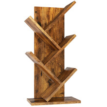 YMYNY 4 Tier Tree Bookshelf, Small Bookcase, Modern Wood Book Storage Rack, Freestanding Book Shelf for Books/Movies/CDs, Narrow Display Rack for
