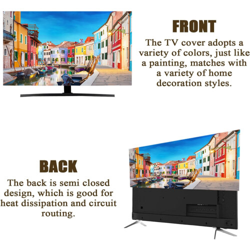 TV Dust Cover 32 Inch Golden Elk Pattern, Breathable Decorative Flat Screen Protector 2