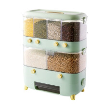 Breakfast Cereal Dispenser DoubleGrain Dispenser Transparent Bin For Rice And Red And Green Beans Gruen 40x17.5x35.5cm