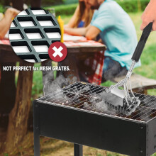 Grillzubehör für die Grillreinigung, borstenfreie Grillbürste aus Edelstahl mit dreifach gebürsteten Bürstenköpfen und extra scharfem Schaber,