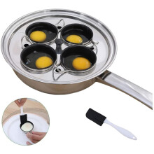 4 Cups Egg Poacher Pan - Stainless Steel Poached Egg Cooker ? Induction Cooktop Egg Poachers Cookware Set with 4 Nonstick Large PFOA FREE Egg Poacher