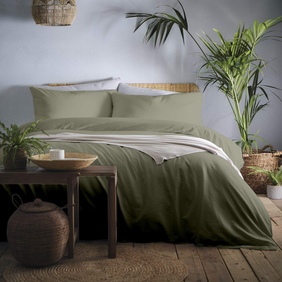 Appletree Dark/Green - Duvet Cover Sets - Super King Bedding Size (260 X 220Cm) - Khaki Duvet Cover Bedding - Soft & Luxury 100% Cotton Bed Set