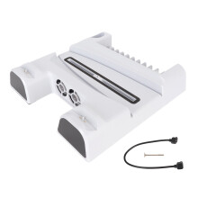 Dissipatore per console PS5 con ventola silenziosa, vano portaoggetti integrato, caricatore doppio per controller e raffreddamento silenzioso per PS5