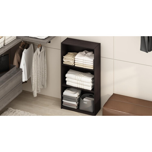 Furinno Basic 3-Tier Bookcase Storage Shelves, Dark Walnut 2