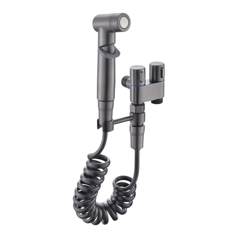 Bidet Taps 1 In 2 Out Dual Control Valve 1 In 2 Out Washing Machine Toilet Faucet For Bidet Bathroom Black Grey Finish 9365049279819