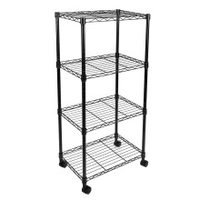 Simple Deluxe 4-Shelf Shelving Unit, Metal storage wire shelf rack with wheels, Height adjustable Storage Organiser For Kitchen, Bathroom,Office or