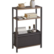 Aibiju Side Table with Storage, 3-Tier Slim Side Table with Fabric Basket?Narrow Bedside Table Small Narrow Side Table for Small Spaces?Bedroom,Living